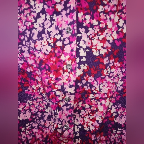 Express Floral Cardigan Sweater with Crystal Buttons - Picture 3 of 4